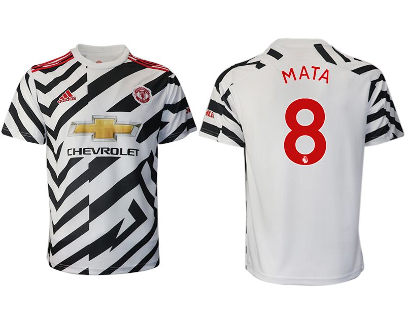 Men 2020-2021 club Manchester United away aaa version #8 white Soccer Jerseys->manchester united jersey->Soccer Club Jersey